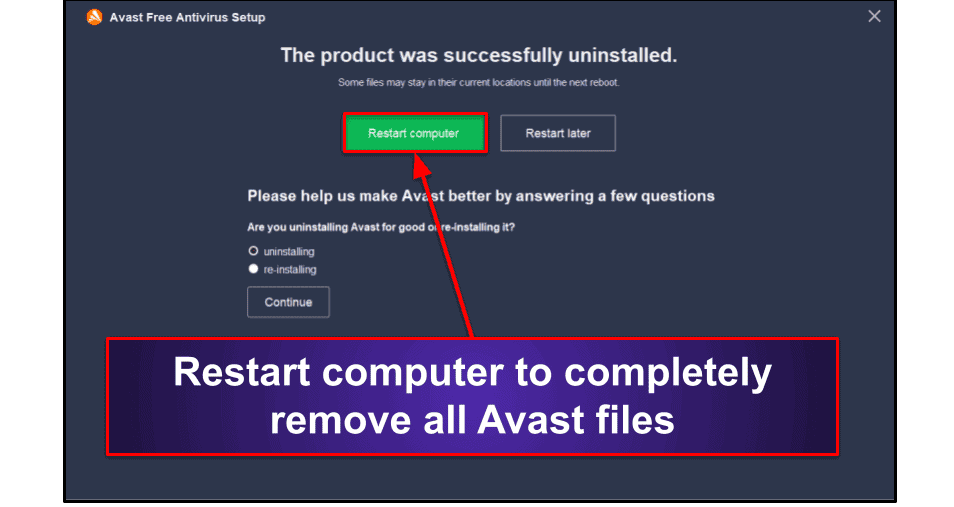 how do i remove avast antivirus from my computer