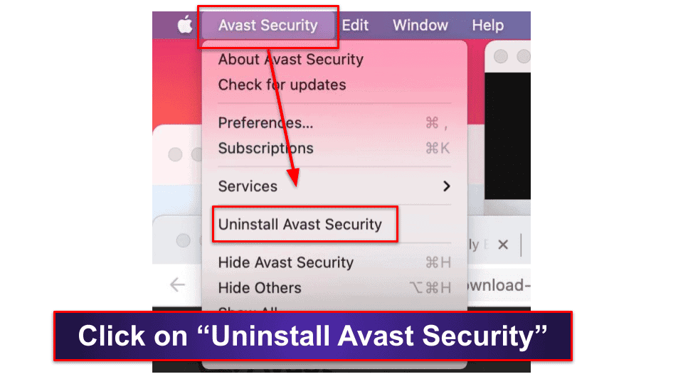 remove avast online security