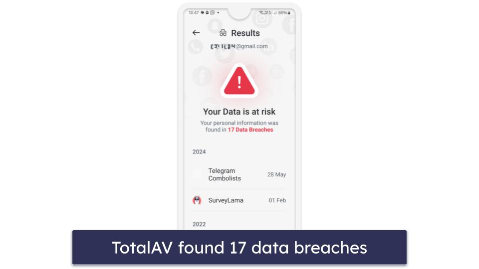 🥈2. TotalAV — Great Web Protection &amp; Data Breach Scanning