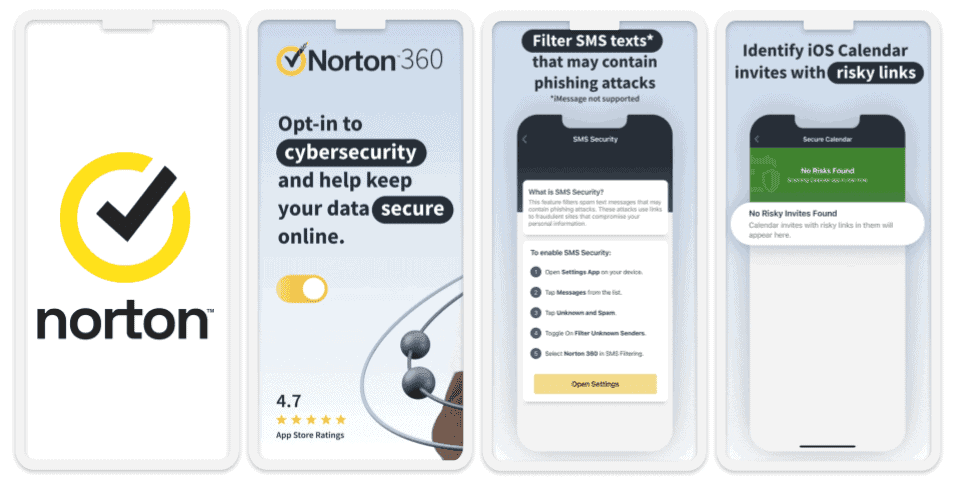 1.🥇 诺顿 Mobile Security：最佳高级 iOS 杀毒应用程序