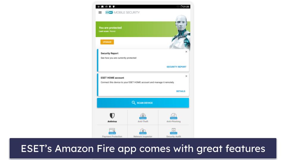 🥈 2. ESET — Best Additional Features for Amazon Fire