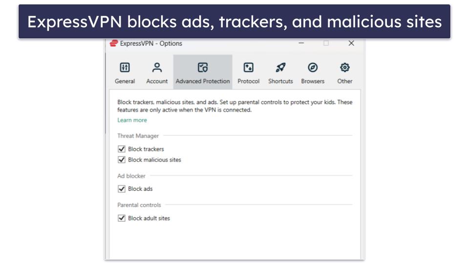 🥈2. ExpressVPN — Fast VPN With an Excellent Ad Blocker