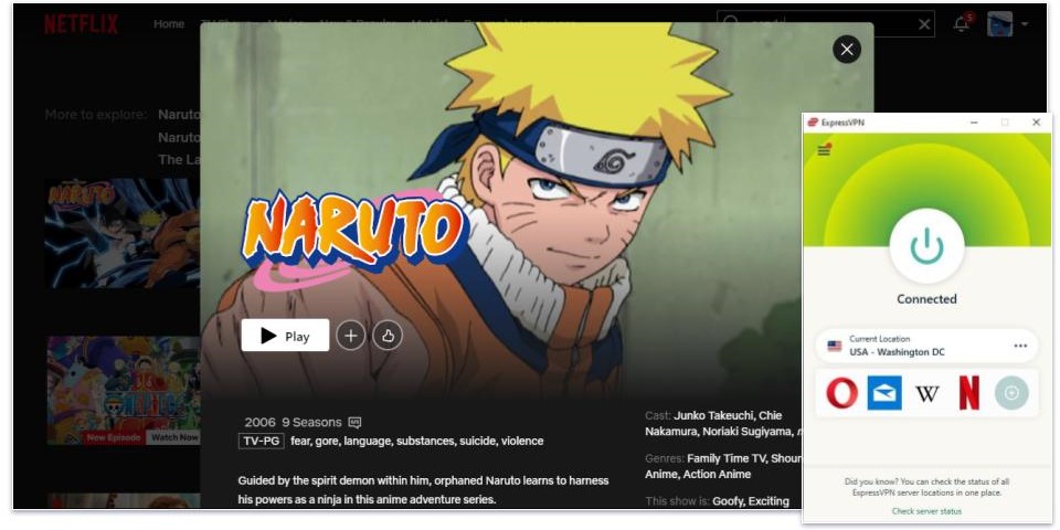 🥇1. ExpressVPN — Best VPN for Watching Naruto on Netflix in 2024