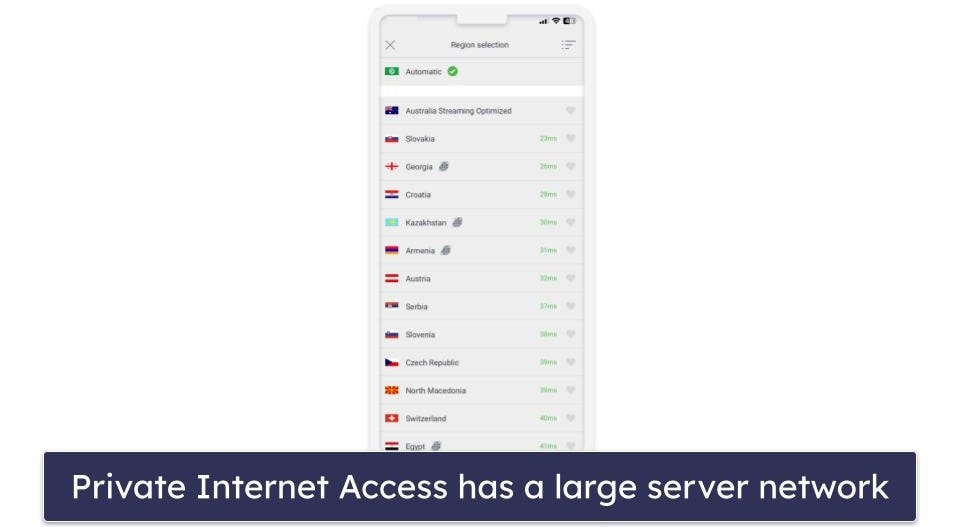 🥈2. Private Internet Access (PIA) — Highly Customizable Mobile Apps With Strong Security
