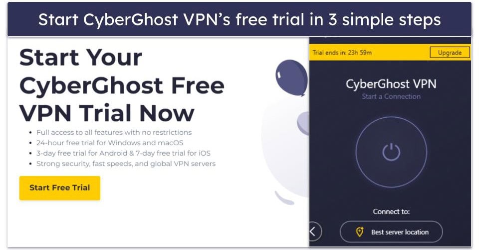 🥈 2. CyberGhost VPN — 24-Hour VPN Free Trial With Dedicated Streaming &amp; Torrenting Servers