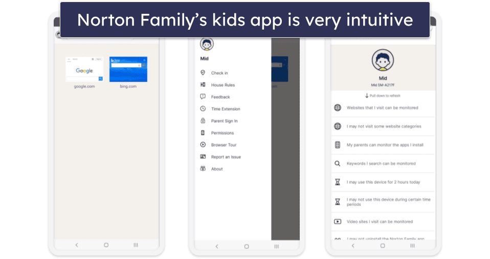 Norton Family Ease of Use — Very Intuitive With Helpful Explanations