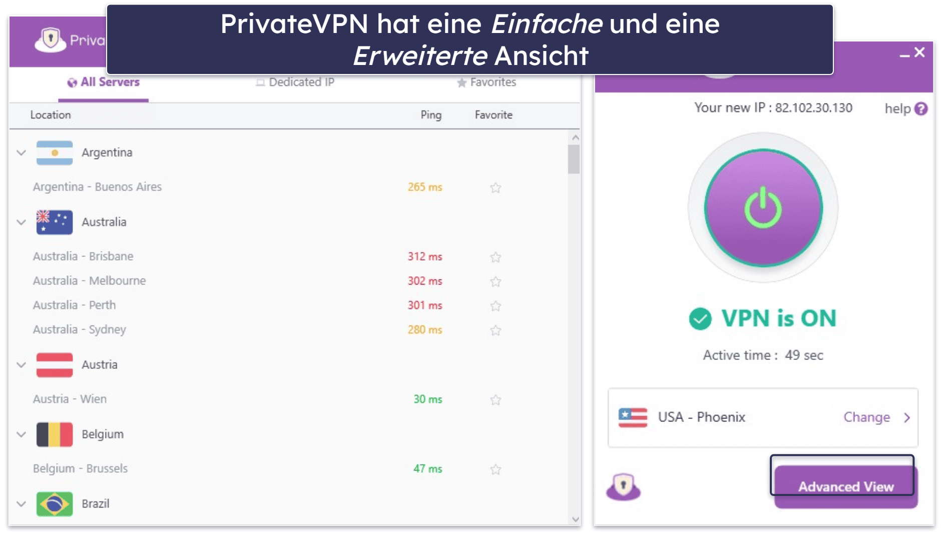 6. PrivateVPN – sehr intuitiv (gut für neue Anwender)