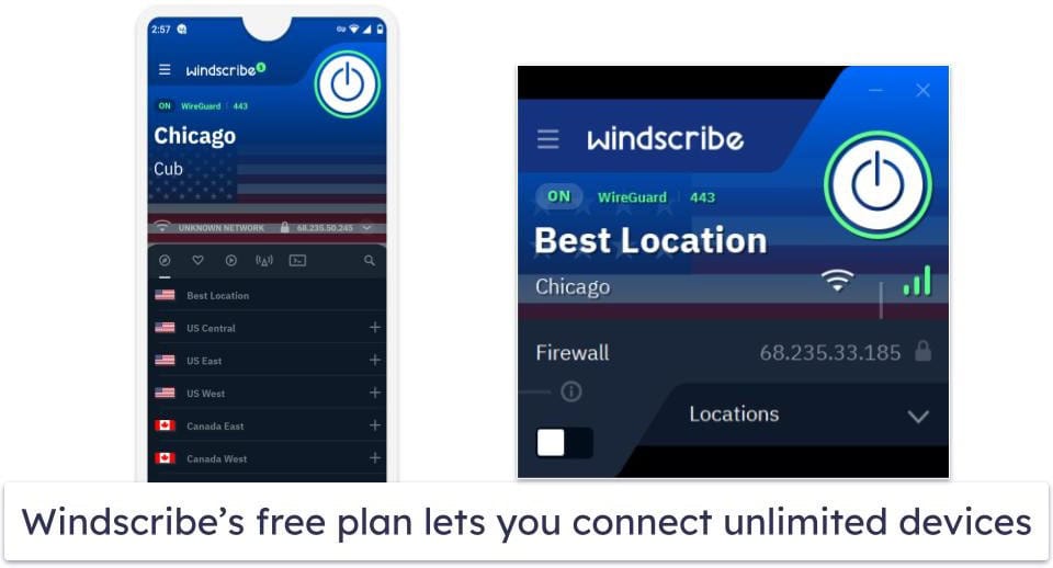 🥈2. Windscribe — 100% Free Streaming Support for Hotstar