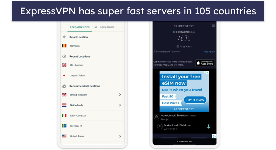 🥇1. ExpressVPN — Best VPN for iOS in 2024