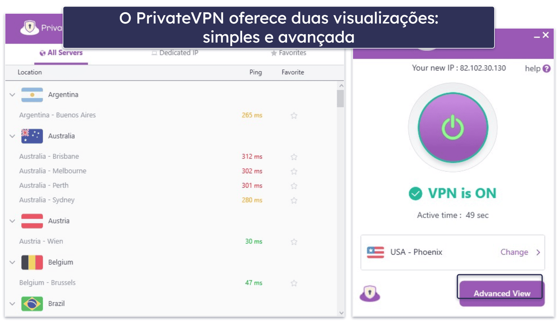 6. PrivateVPN — Muita intuitiva (boa para novos usuários)