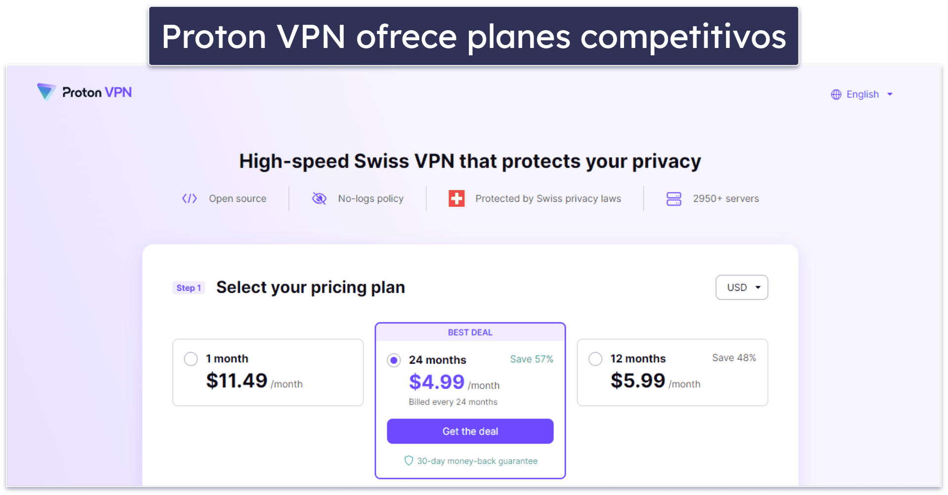 7. Proton VPN: Incluye funciones de seguridad y privacidad de primer nivel