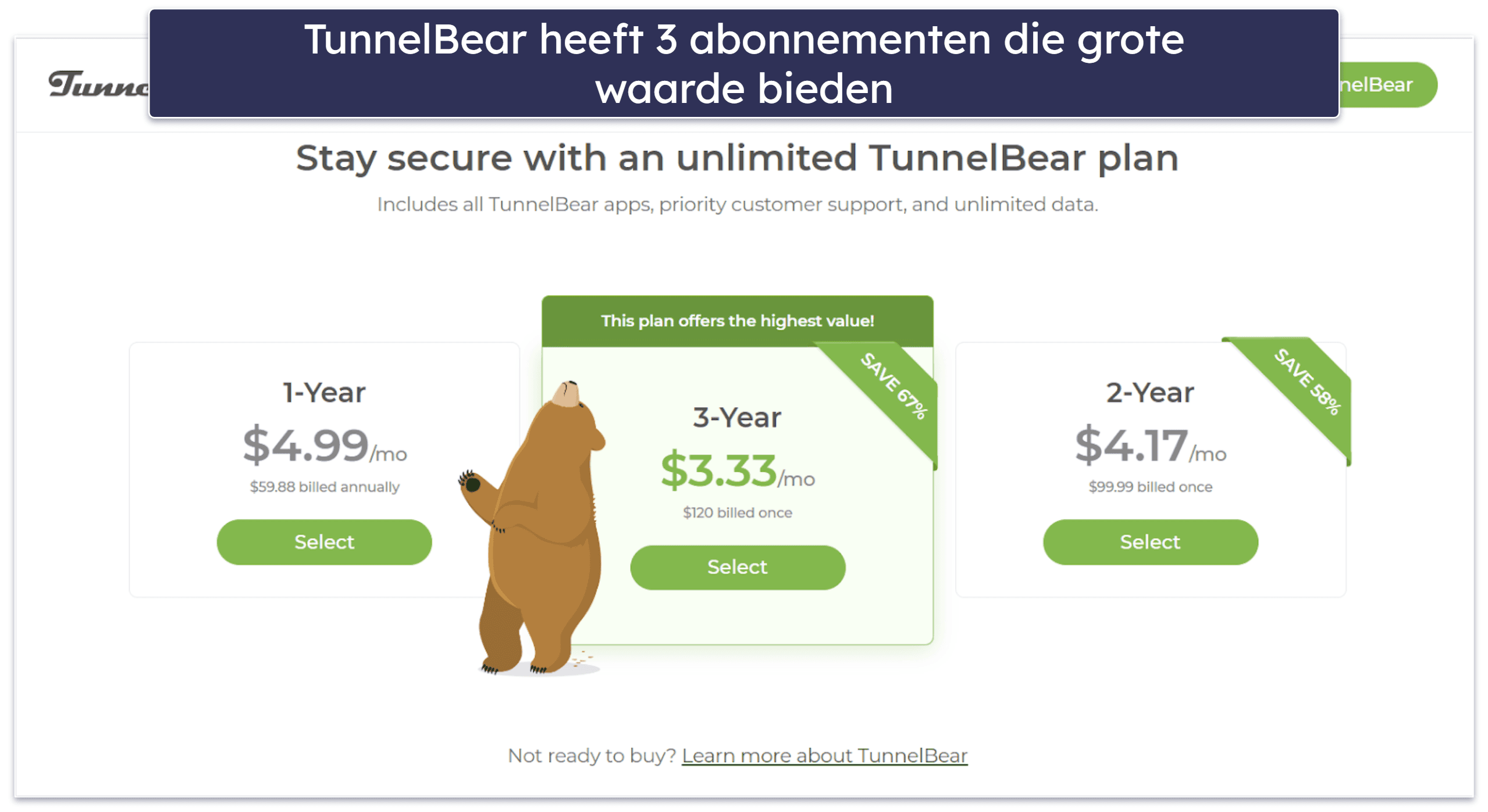 8. TunnelBear — Gebruiksvriendelijk en leuk om te gebruiken
