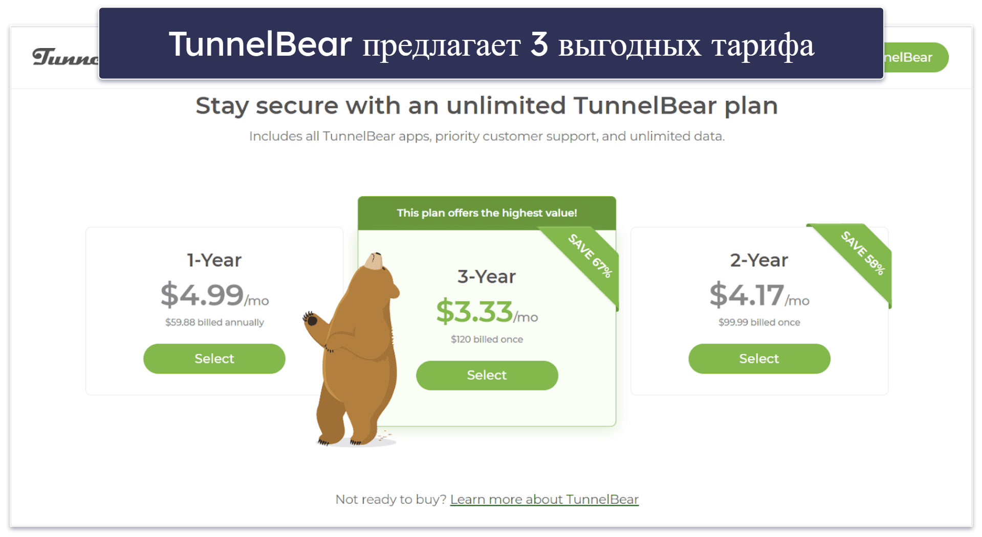 8. TunnelBear — простой и забавный