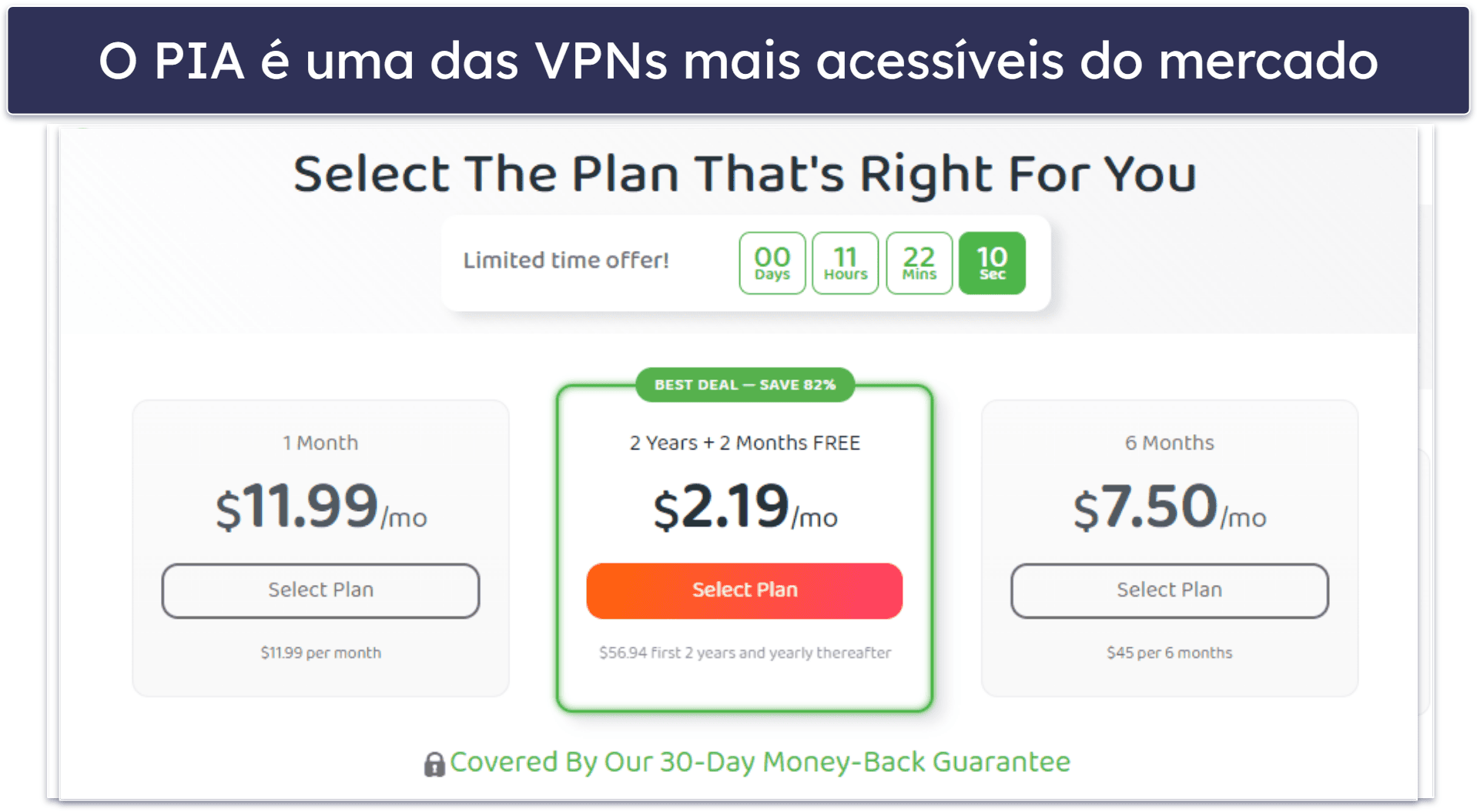 🥈2. Private Internet Access (PIA) — Ótimo plano mensal para navegação e torrent
