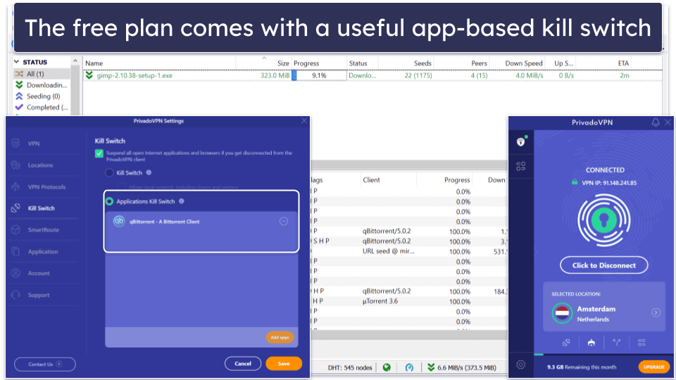 Bonus. PrivadoVPN — Good Free P2P VPN With an App-Based Kill Switch