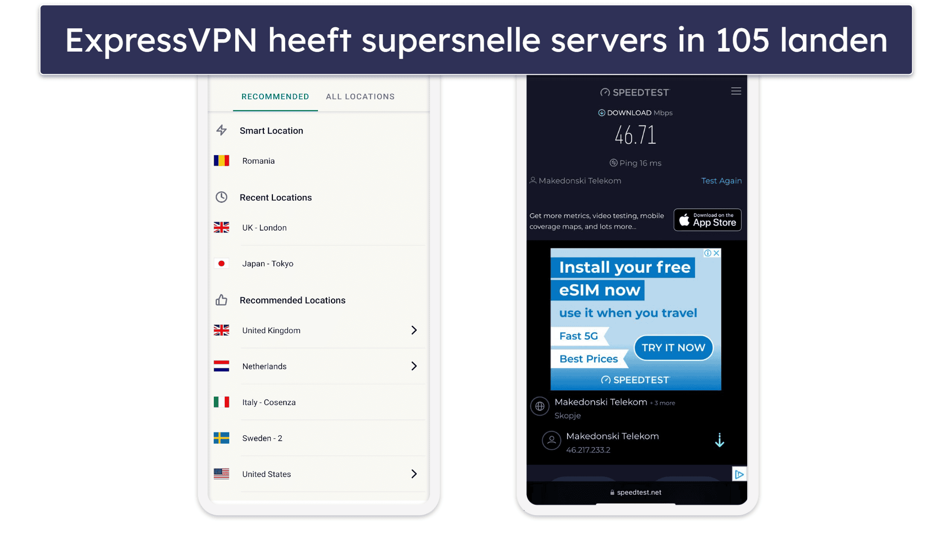 🥇1. ExpressVPN – Beste VPN voor iOS in 2024