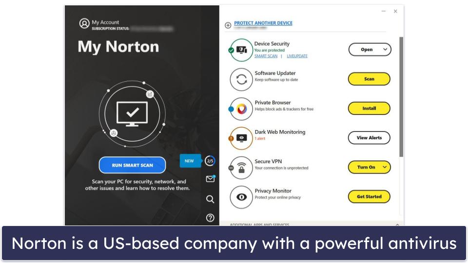 🥇1. Norton — Best Antivirus Alternative to Kaspersky
