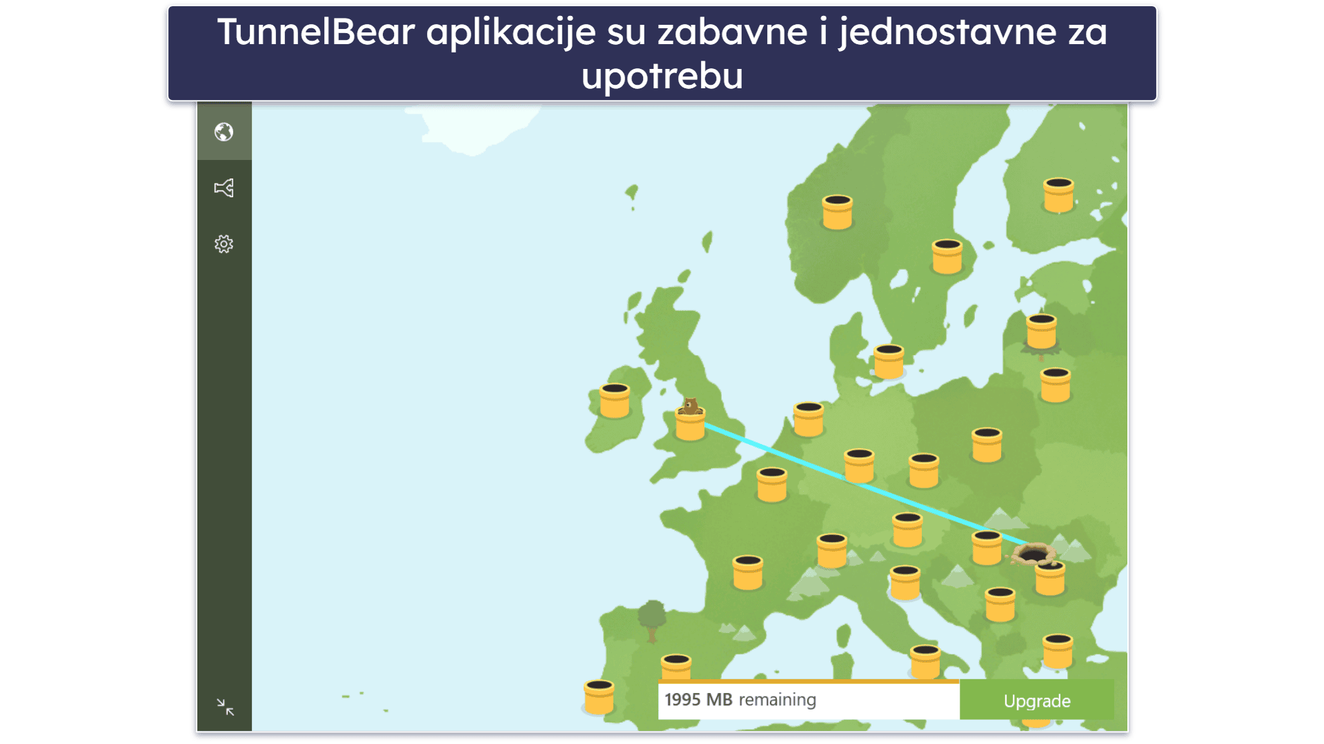 Bonus. TunnelBear — Zaista dobar besplatni VPN za nove korisnike