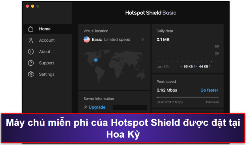 5. Hotspot Shield — Tốt cho duyệt web (với tốc độ ổn)