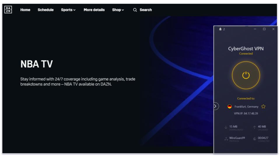 🥉 3. CyberGhost VPN — Has Dedicated Streaming Servers for Watching the NBA