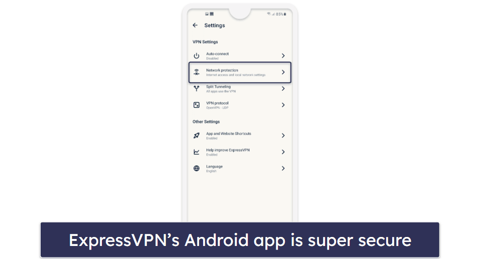 🥇1. ExpressVPN — Best Overall VPN for Android in 2024