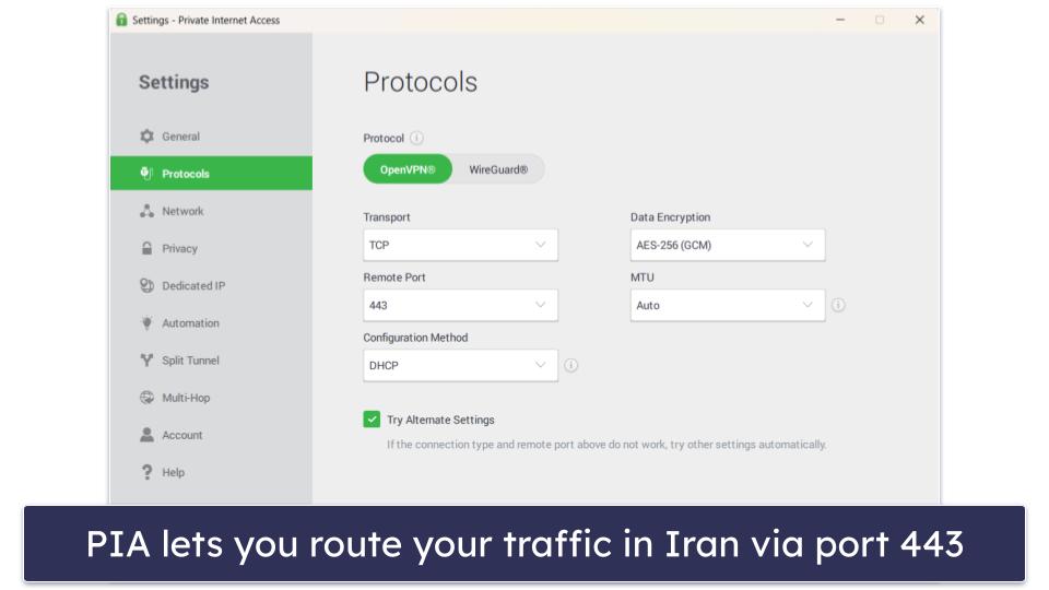 🥈2. Private Internet Access — Great Customizability for Iran