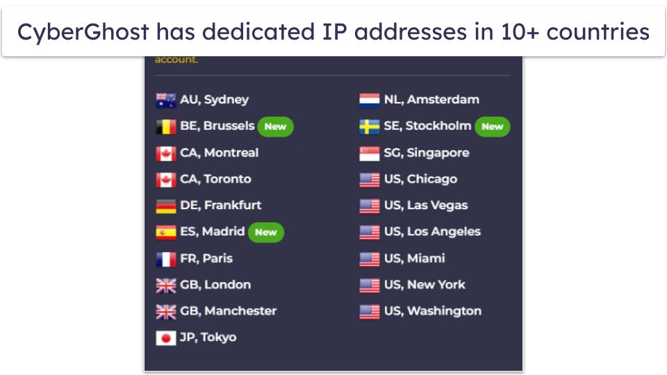 🥈2. CyberGhost VPN — Great Streaming Support With Dedicated IP Addresses