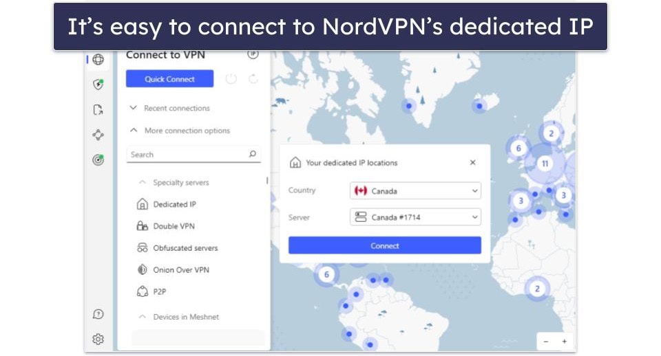 4. NordVPN — High-End Security Features for Safe Browsing With a Dedicated IP Address