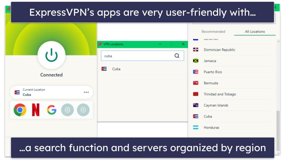 🥇1. ExpressVPN — Best Overall VPN for Cuba in 2024