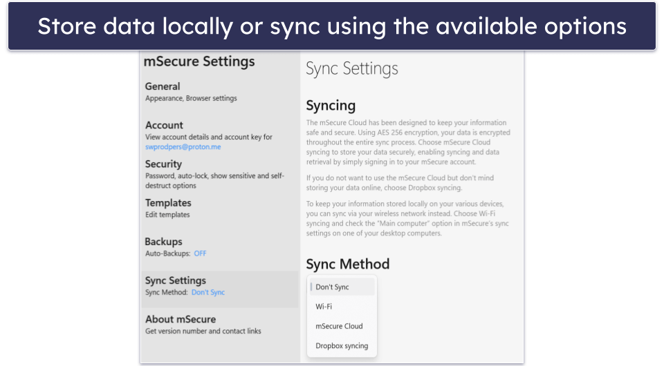 7. mSecure — Basic Option With Multiple Ways to Sync