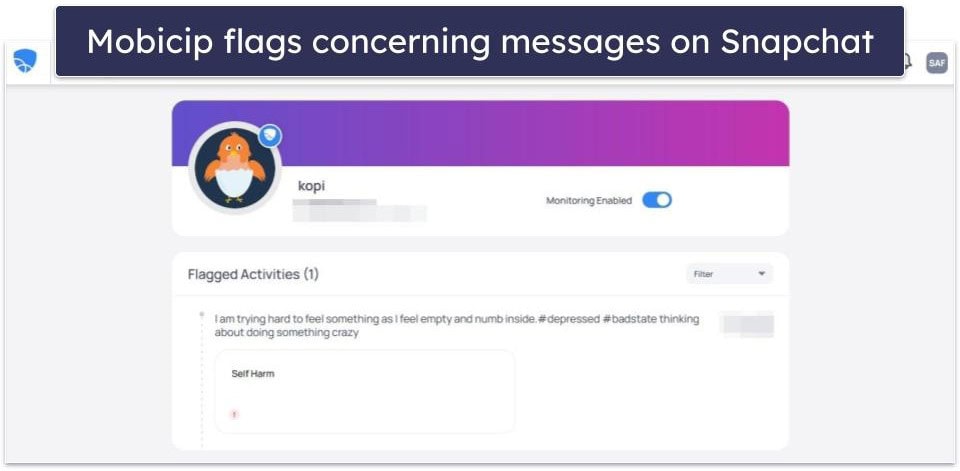 🥈2. Mobicip — Beginner-Friendly Monitoring Feature for Snapchat