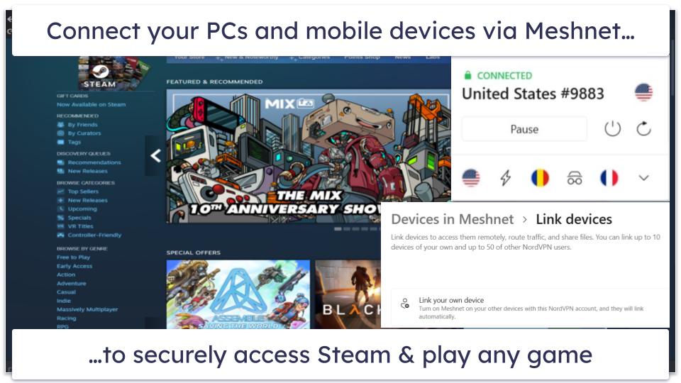 4. NordVPN — Secure VPN With Great Gaming Features for Steam