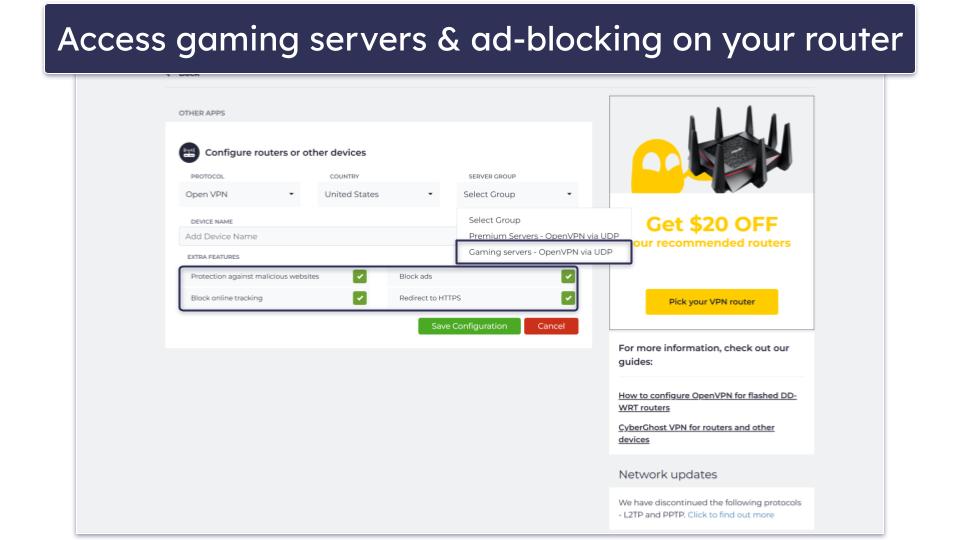 5. CyberGhost VPN — Great Router VPN for Gaming