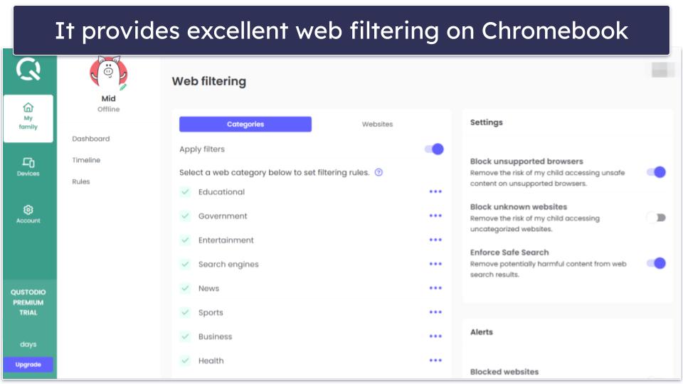 🥇 1. Qustodio — Best Overall Parental Controls for Chromebook