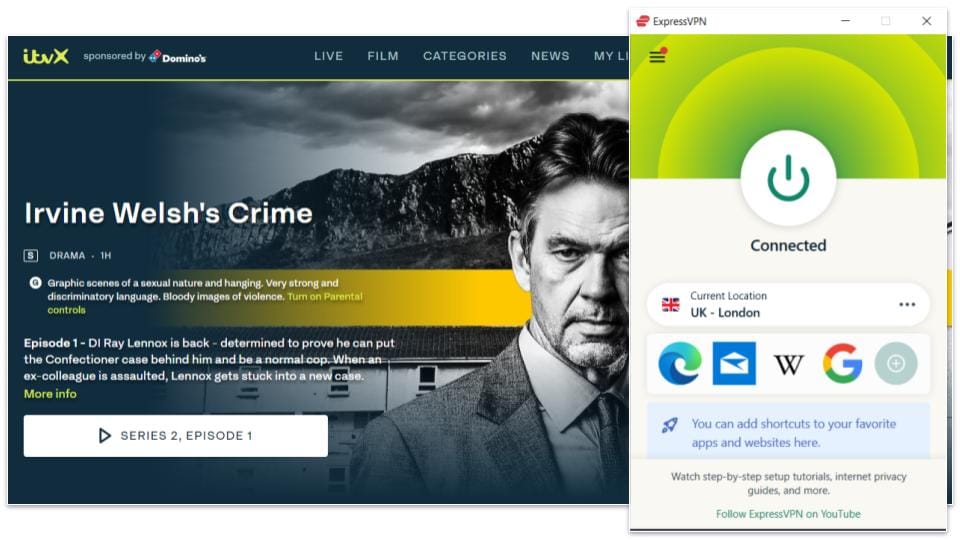🥇1. ExpressVPN — Best VPN for Watching Crime Season 2 in 2024