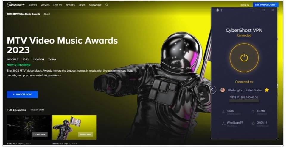 🥉3. CyberGhost VPN — Great for VPN Beginners Watching the MTV Music Video Awards