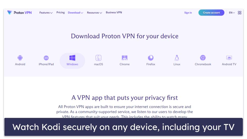 🥈2. Proton VPN — Best 100% Free VPN for Kodi + Unlimited Data