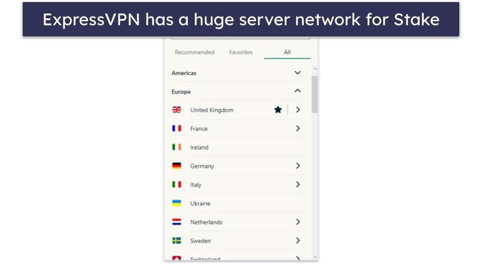 🥇1. ExpressVPN — Best Overall VPN for Stake