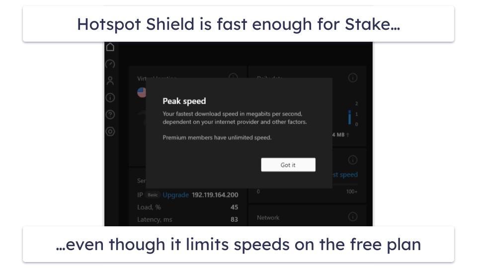 🥉3. Hotspot Shield — Good Free VPN with Fast Speeds for Stake