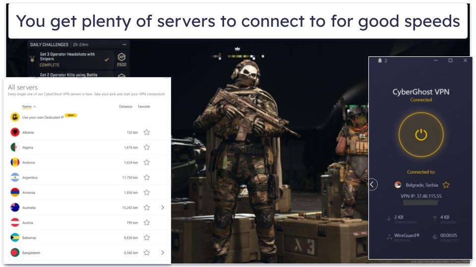 🥉 3. CyberGhost VPN — Gaming-Optimized Servers for Playing CoD: MW3