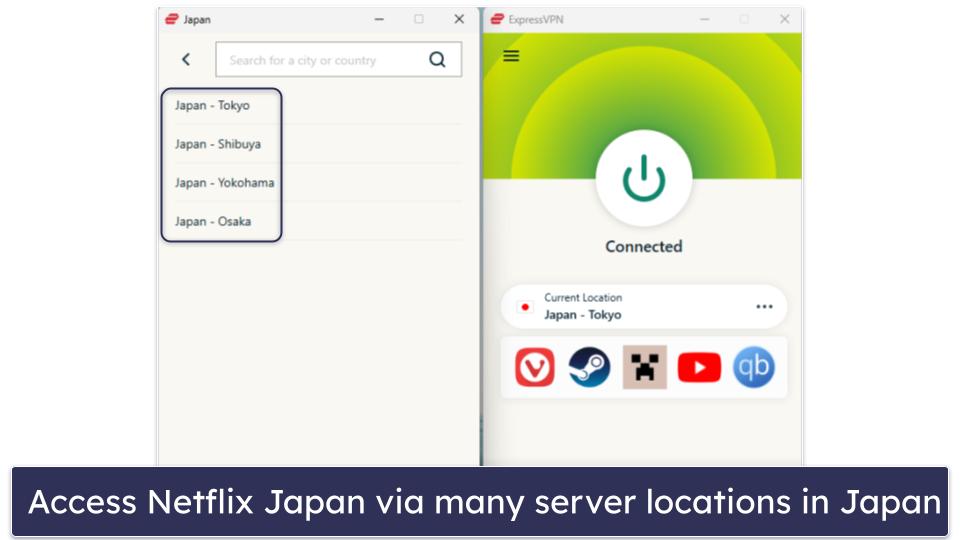 🥇1. ExpressVPN — Best Overall VPN for Netflix Japan