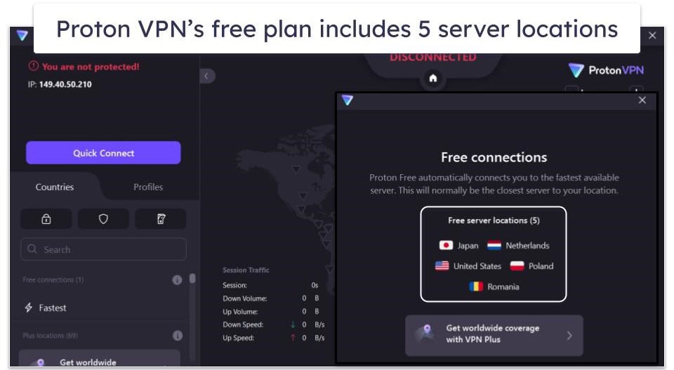 🥈2. Proton VPN — Free VPN App &amp; Extension for Firefox With Strong Security Features