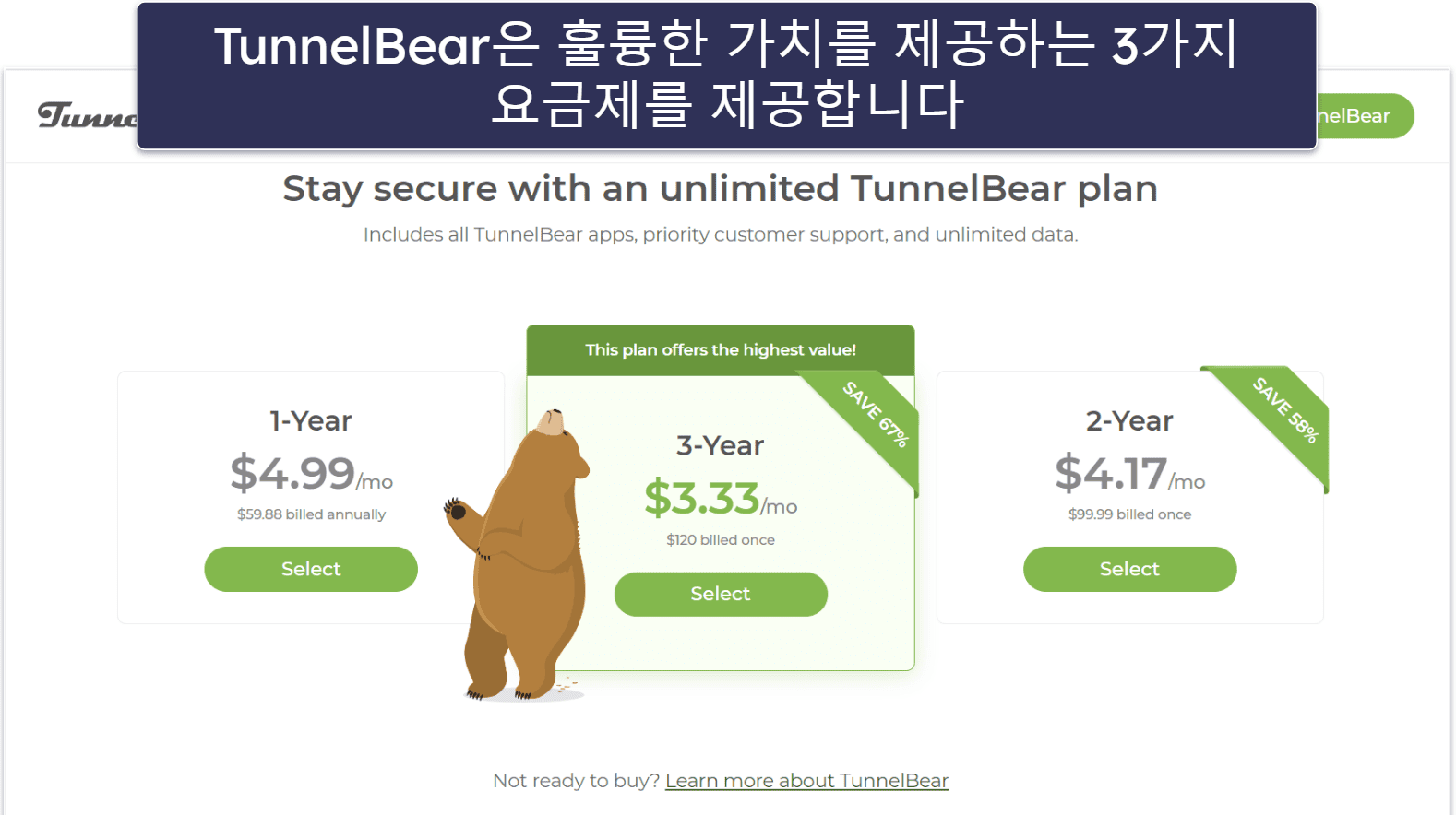 8. TunnelBear: 쉽고 재밌는 서비스