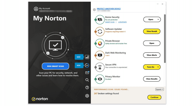 Nastavení a ovládání Norton 360