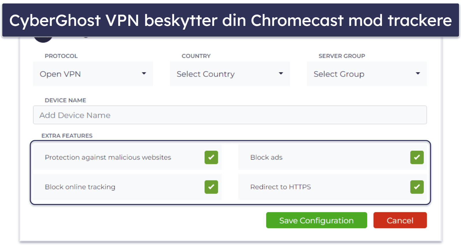 🥉3. CyberGhost VPN: Brugervenlig opsætning til Chromecast