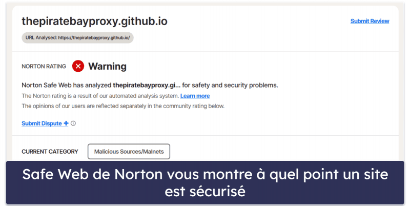 Fonctionnalités de sécurité de Norton