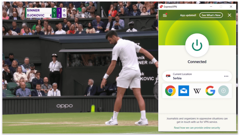 🥇1. ExpressVPN — Best VPN for Watching Wimbledon Matches in 2024