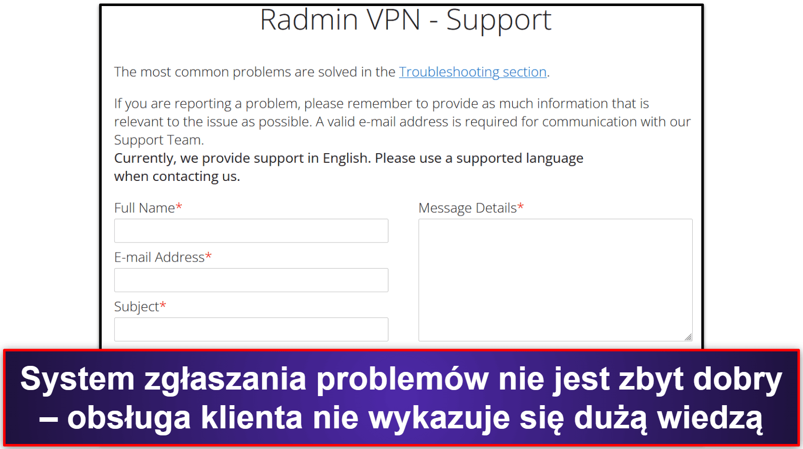 Obsługa klienta Radmin VPN – opinie