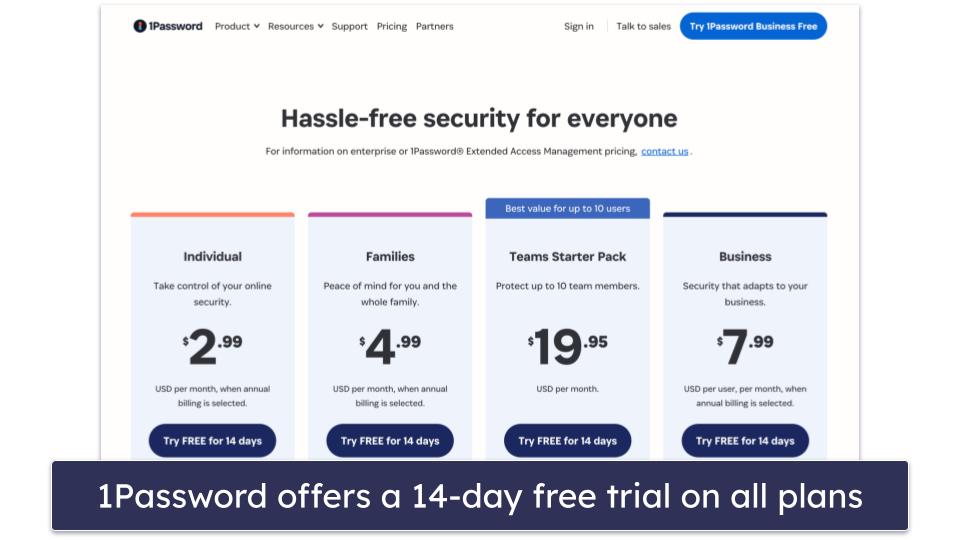 Plans &amp; Pricing — 1Password Offers a Great Value