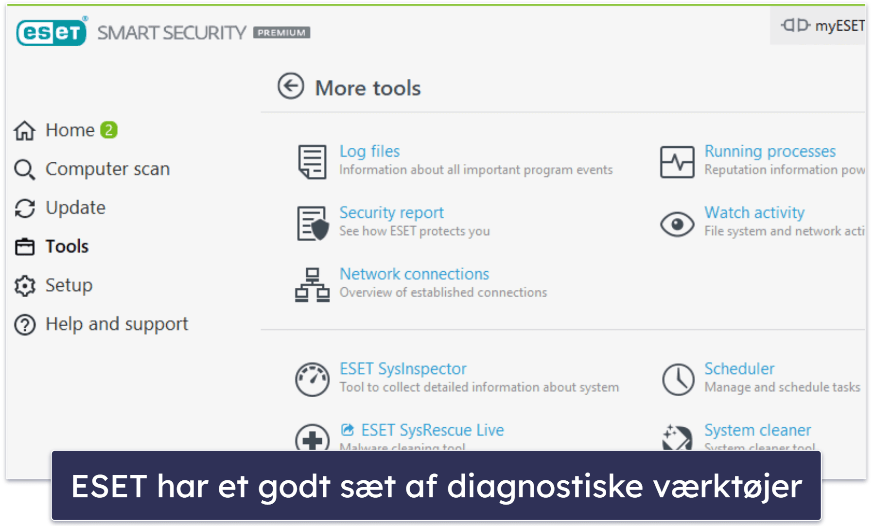 10. ESET Smart Security Premium – God malwarescanning og avanceret diagnostik